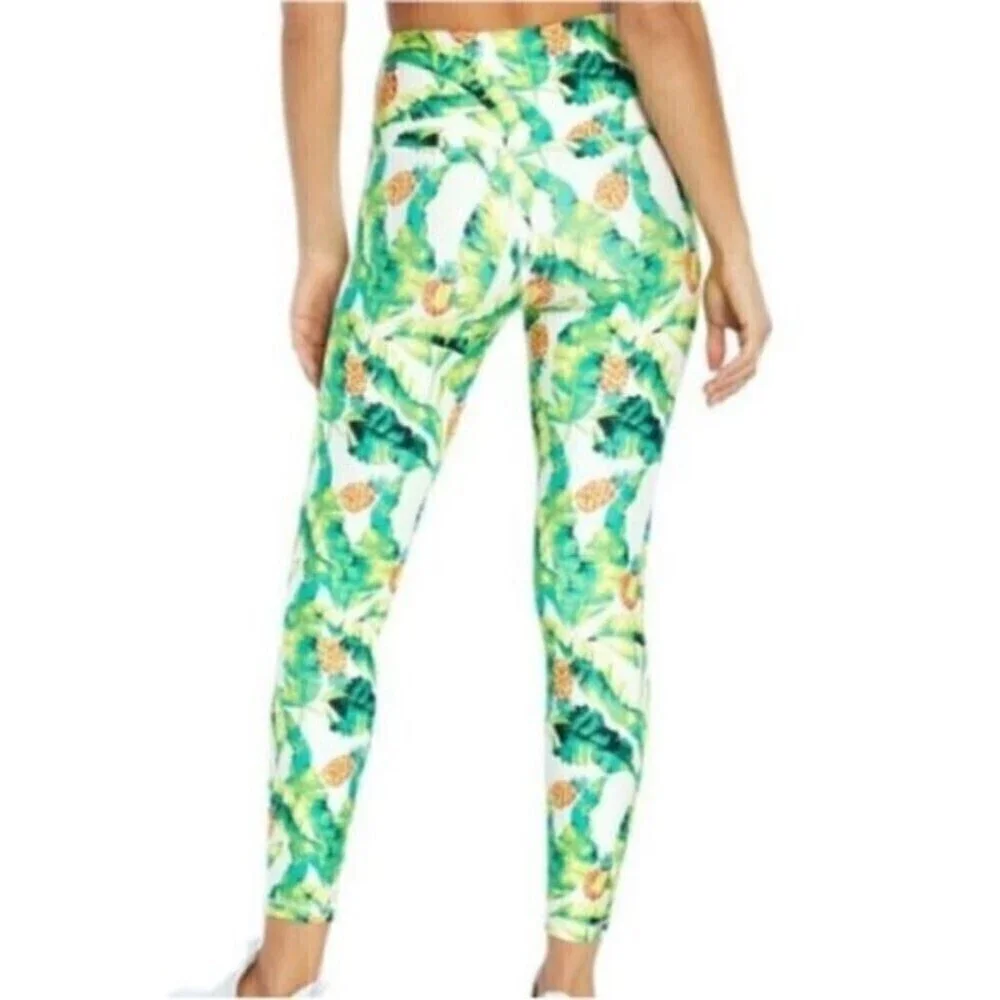 Wildfox Women Size S Green Yellow High Rise Novelty Palm Pinapple NEW Leggings